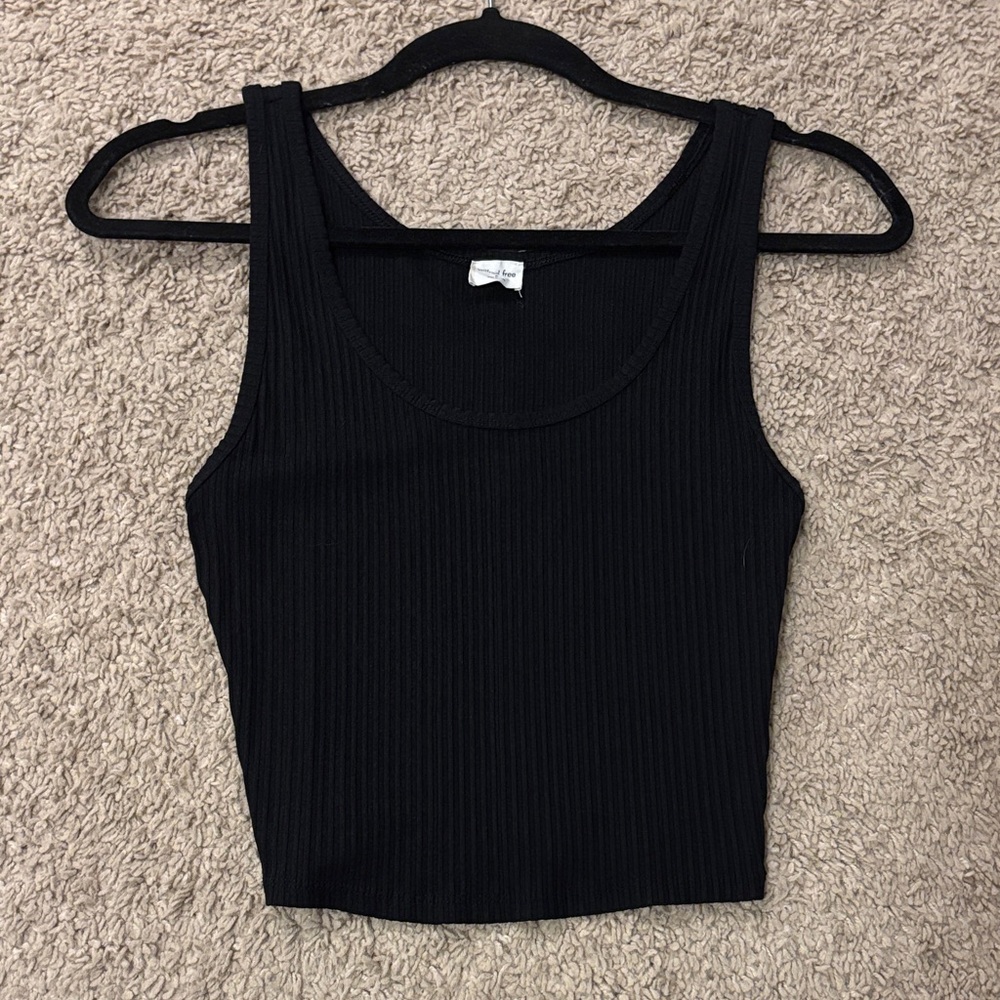 Aritzia Wilfred Free Black Ribbed Tank Top